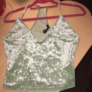 Green Crushed Velvet Halter Top